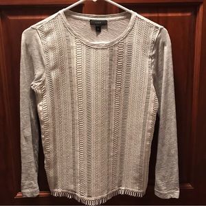 J. Crew Gray Layered Lace Long Sleeve TShirt Size XSmall E6172 EUC